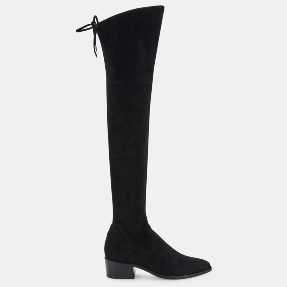 BNIB Dolce Vita Alsie Over-the-Knee Flat Boot in Black Stella Suede